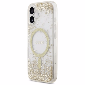 Guess Resin Bottom Glitter MagSafe Suojakuori iPhone 17:lle - kultainen