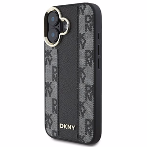 DKNY Checkered Pattern Magsafe iPhone 16:lle Suojakuori - Musta