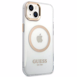 Guess GUHMP14MHTRMD iPhone 14 Plus 6.7 "kulta / kulta kova kotelo Metal Outline Magsafe metalli ääriviivat