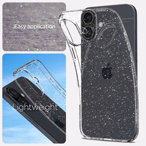 Spigen Liquid Crystal suojakuori laitteelle iPhone 16 6.1", läpinäkyvä glitter