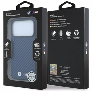 BMW M Carbon Metal Logo MagSafe suojakuori mallille iPhone 17 Pro / 18 Pro – tummansininen