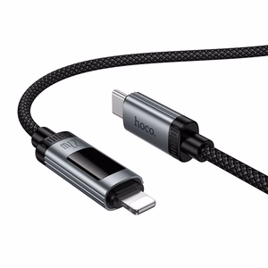 Hoco U148 datakaapeli digitaalisella näytöllä USB C - Lightning PD 27W 1,2 m musta