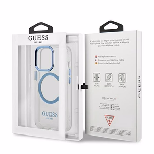 Guess GUHMP13LHTRMB iPhone 13 Pro / 13 6.1" sininen kovakuori Metal Outline MagSafe