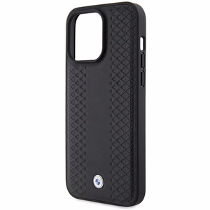 BMW Nahkainen Diamond Pattern Suojakuori iPhone 15 Pro:lle - musta