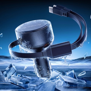 Orico Dual Stretch 60W USB-C autolaturi kahdella sisäänvedettävällä USB-C + Lightning kaapelilla - musta