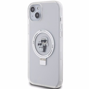 Karl Lagerfeld KLHMP15MHMRSKCH iPhone 15 Plus / 14 Plus 6.7 valkoinen/valkoinen kovakuori Ring Stand Karl&Choupette MagSafe