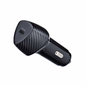 Autolaturi Forcell F-Energy Carbon USB C QC3.0 PD 3A 20W + Kaapeli USB C - Lightning CC50-1C musta