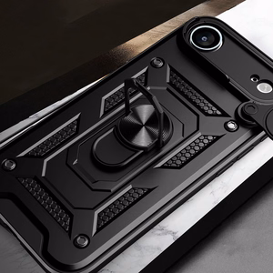 Hybrid Armor Camshield Suojakuori jalustalla ja kameran suojuksella iPhone 17 Air:lle - musta