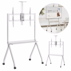 Maclean TV stand / cart, camera shelf, on casters, 55-100", max load 120kg/10kg shelf, max. VESA 900x600, white, MC-114 W