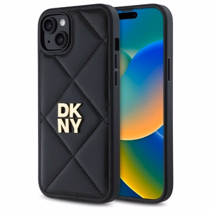 DKNY Quilted Stack Logo Suojakuori iPhone 15 Plus:lle - musta