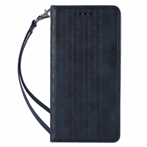 Magneetti hihna Kotelo Kotelo Samsung Galaxy S22 + (S22 Plus) Pussin lompakko + Mini Lanyard riipus Sininen