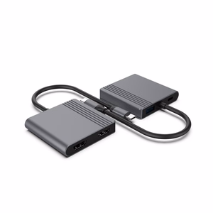 Gembird A-CM-COMBO3-04 USB Type-C 3-in-1 monitoimisovitin (2x USB-portti + 2x HDMI + PD), avaruusharmaa