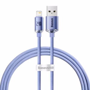 Baseus Crystal Shine USB - Lightning kaapeli 1,2 m 2,4A (violetti) CAJY000005