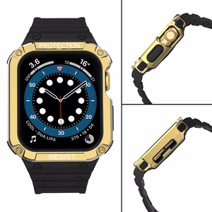 Protect Strap Band for Apple Watch 38/40/41mm Armored Case Strap - musta, kultainen