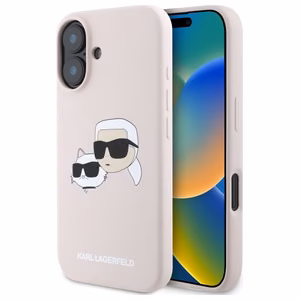 Karl Lagerfeld Silikoninen Nauble Heads Print MagSafe Suojakuori iPhone 16:lle - Vaaleanpunainen