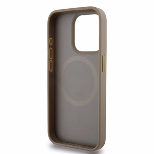 DKNY Nahkainen Painettu Kuvio Metallinen Logo MagSafe Suojakuori iPhone 15 Pro:lle - ruskea
