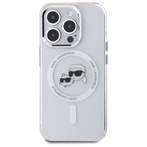 Karl Lagerfeld IML Metal Karl&Choupette Head MagSafe Case for iPhone 15 Pro Max - White