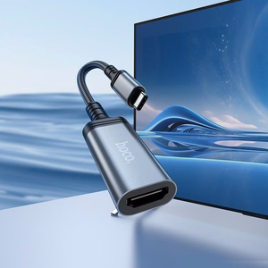 Hoco UA43A USB-C – HDMI Naaras Sovitin 4K 30Hz 0,2m Teräksenharmaa