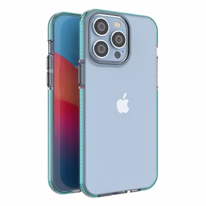 Spring Kotelo iPhone 14 Pro Max silikonisuojus kehyksellä vaaleansininen