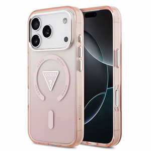GUESS magneettinen suojakuori iPhone 17 Pro MagSafe-yhteensopiva GUHMP17LHGTMLCGP (IML Gradient kolmiologolla) pinkki