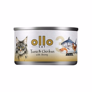 Ollo Cat No. 3 – kissan märkäruoka, tonnikalaa, kanaa ja katkarapuja liemessä, 70 g