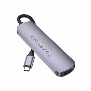 Sovitin Hoco HB28 Type-C monitoiminen HDMI+USB3.0+USB2.0+SD+TF+PD harmaa