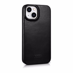 iCarer CE Öljyvaha Premium Nahka Folio Case Nahkakotelo iPhone 14 Plus Magneettinen Flip MagSafe Musta (AKI14220707-BK)