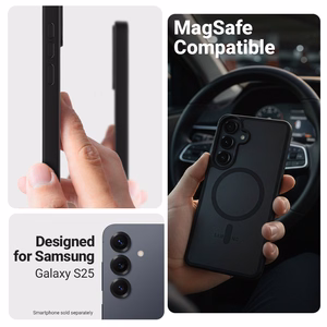 Crong Hybrid Matte Magnetic MagSafe suojakuori Samsung Galaxy S25 -laitteelle, valkoinen