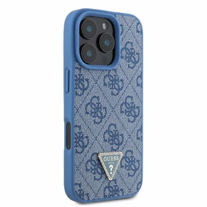 Guess nahkainen Metal Logo Strass Crossbody Suojakuori iPhone 16 Pro:lle - sininen