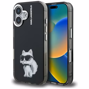 Karl Lagerfeld IML Aquarelle Choupette & Logo Suojakuori iPhone 16:lle - Musta