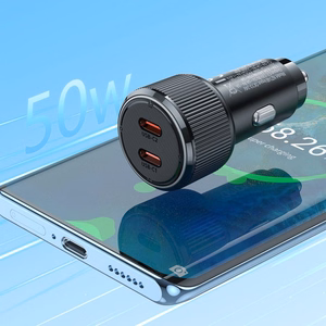 Autolaturi Hoco 2 x USB C QC PD 50W NZ14B musta