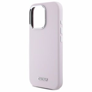 DKNY Liquid Silicone Small Metal Logo MagSafe Suojakuori iPhone 16 Pro Max:lle - vaaleanpunainen