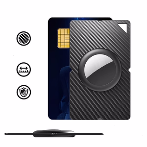Carbon-pattern card case for Apple AirTag – black
