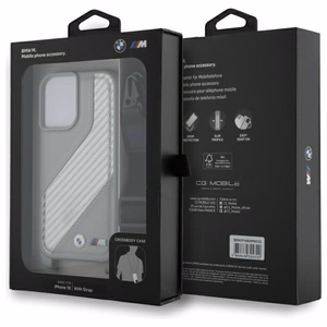BMW M Edition Carbon Stripe & hihna suojakuori iPhone 16:lle - harmaa