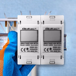 Qoltec 50899 – yksivaiheinen sähköinen energiamittari, 230 V, LCD, 2P, DIN-kisko