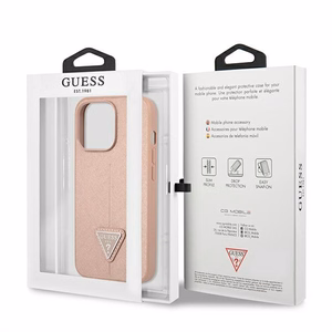Guess tapauksessa iPhone 14 Pro Max 6,7" GUHCP14XPSATLP vaaleanpunainen HC Saffiano PU kolmio