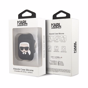 Karl Lagerfeld Silicone Ikonik Case for AirPods 1/2 - Black