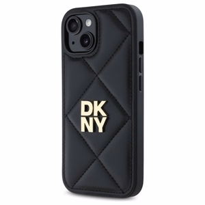 DKNY Quilted Stack Logo Suojakuori iPhone 15:lle - musta