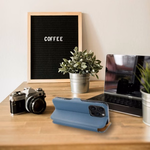 Flip-suojakuori iPhone 16 PRO MAX:lle Folio Side Magnet sininen