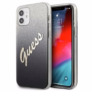 Guess GUHCP12SPCUGLSBK iPhone 12 mini 5.4" musta/musta kovakotelo Glitter Gradientti Script