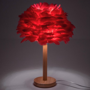 Table lamp bedside feather Art Deco red CBDPH