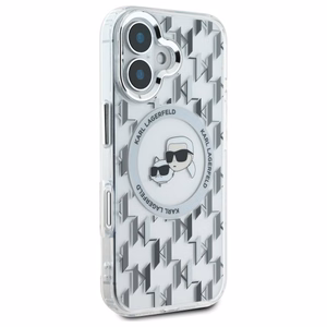 Karl Lagerfeld IML Monogram Karl ja Choupette Head MagSafe iPhone 16 Suojakuori - Kirkas