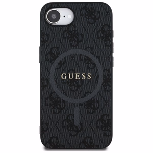 Guess PU Leather 4G Colored Ring suojakuori MagSafe-tuella iPhone 16e:lle - musta