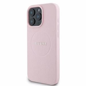 Guess Grained Ring MagSafe Suojakuori iPhone 16 Pro:lle - vaaleanpunainen
