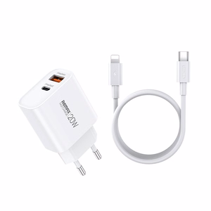 Charger Remax RP-U120 20W USB-C/USB-A + USB-C to Lightning cable 1.0m white