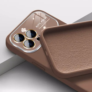 Pehmeä silikonisuojakuori linssillä iPhone 14 Pro Max:lle - ruskea