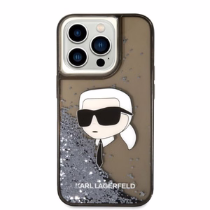Karl Lagerfeld Glitter Karl's Head suojakuori iPhone 14 Pro Max:lle - musta