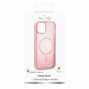 Puro Gradient MagSafe Silikoninen Suojakuori iPhone 15 Plusalle - vaaleanpunainen