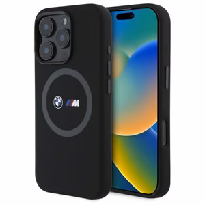 BMW M Silikoninen Printed Ring MagSafe suojakuori iPhone 16 Pro Max:lle - musta
