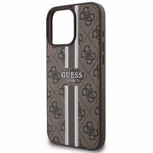 Guess 4G Printed Stripes MagSafe kotelo iPhone 16 Pro Max - ruskea